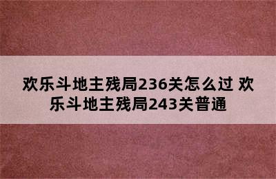 欢乐斗地主残局236关怎么过 欢乐斗地主残局243关普通